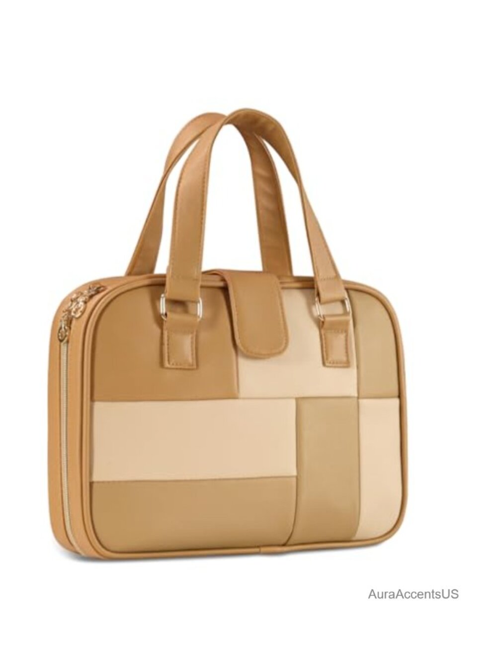 Women's Patchwork Satchel Handbag PU Leather Top Handle Purse for Work
